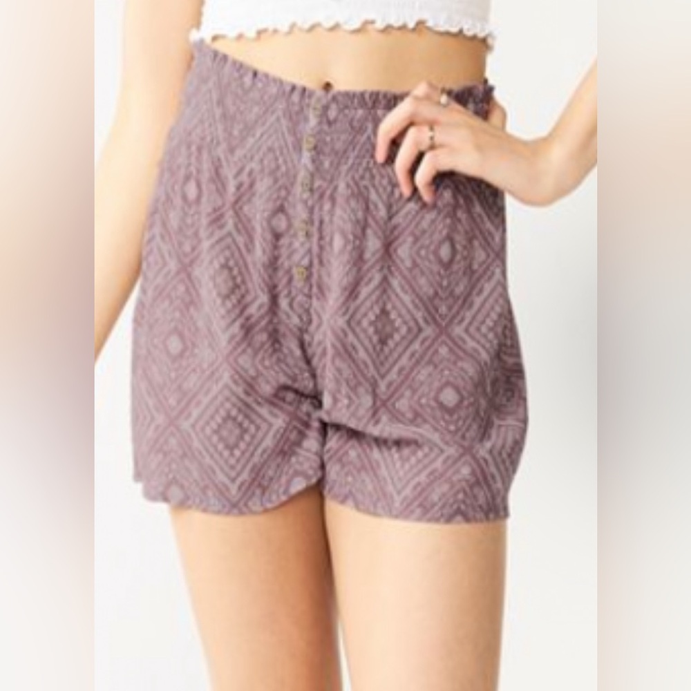 Juniors' SO® Print Button-Front Gauze Shorts